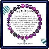 Haoze 40th Birthday Gifts for Women Men, Amethyst Beads Birthday Bracelet for Woman Truning 40 Years Old Jewelry Gift for Women Men Mom Sister Best Friend Wife Boss Birthday Gifts