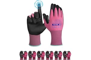 JDL Work Gloves Women men Microfoam Nitrile Coated Gloves 3/6/12/24 Pairs, Seamless Knit Grip Touchscreen Gardening Gloves