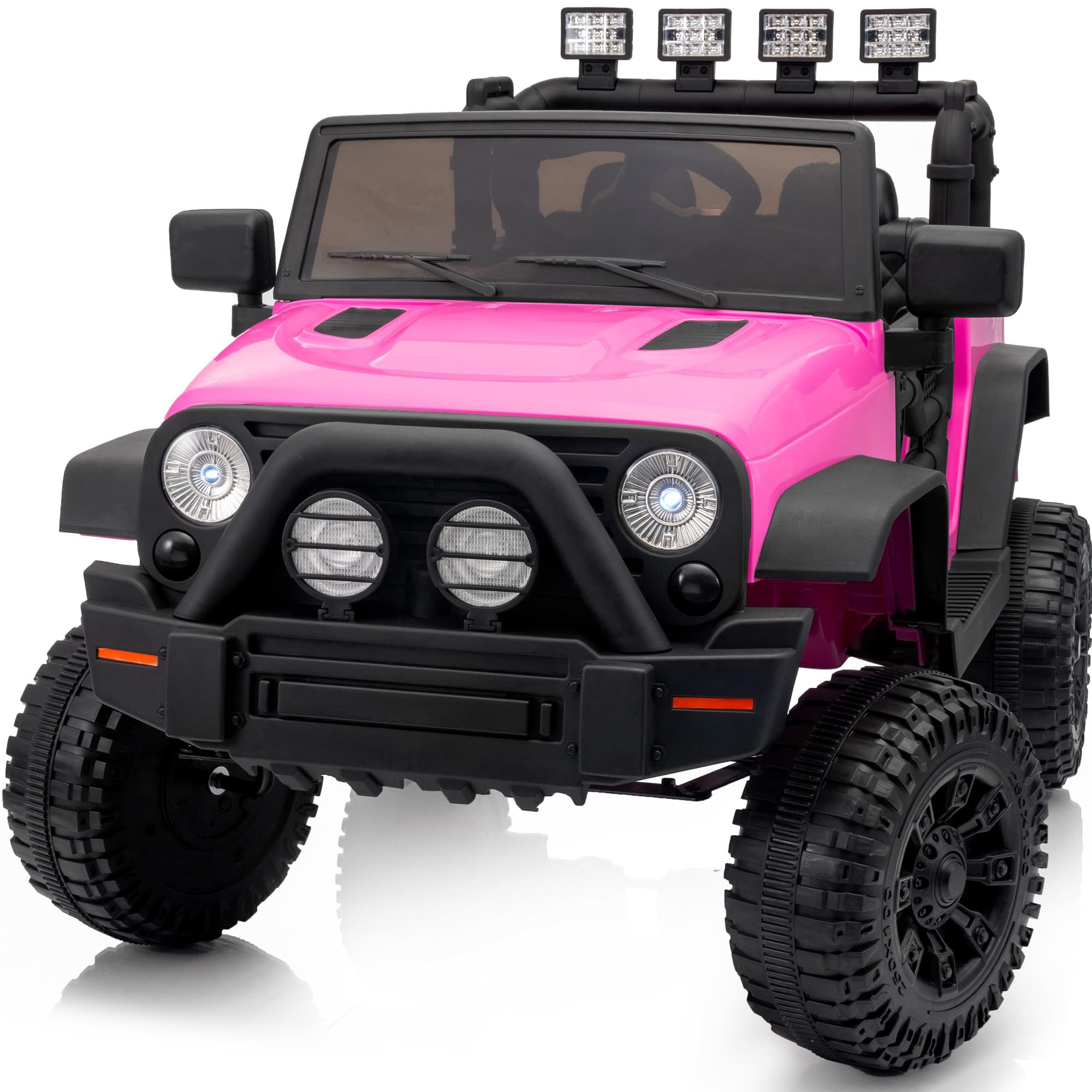 Outfunny Kids Ride on Car Toy, 12V Electric Car for Kids with Remote Control, LED Light - Pink