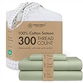 Threadmill Cotton Twin XL Sheet Set | 100% Cotton Sheets for Twin XL Size Bed | Solid Sateen Twin XL Bed Sheets Set with 16” Deep Pocket | Soft Breathable 3-Piece Cooling Sheet Set | Sage Green