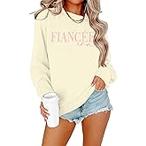 EGELEXY Fiancee Era Sweatshirts Women Bride Shirts Engaged Bachelorette Outfits Long Sleeve Pullover Tops