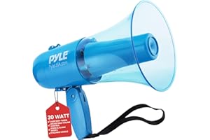 Pyle Waterproof Megaphone - 30W Bullhorn Speaker, 500 Square Yards Range, Batteries Operated, Record & Siren Mode, Great for 