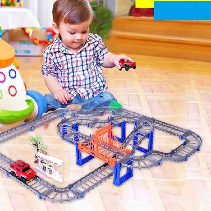 Amazon おもちゃ 玩具 車レールセット トラックス ミニカー レースカー 電動車 Diy おもちゃ マジック プラスチック レール 子供プレゼント 男 誕生日 クリスマス 高架橋セット ミニカー ダイキャストカー おもちゃ