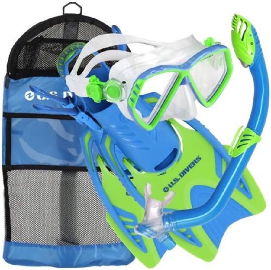 U.S. Divers Youth Silicone Snorkeling Set Medium (913) Blue/green by