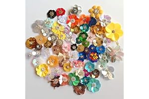 ZALALAA 30pcs Random Sequins Embroidery Flower Patches Arts Crafts Sewing Patches (Colorful A)