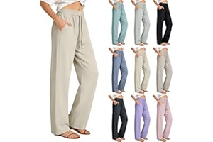 High Waist Straight Leg Sweatpants for Women Elastic Waist Casual Loose Trousers Spring Summer Lightweight Comfy Bottoms 2026
