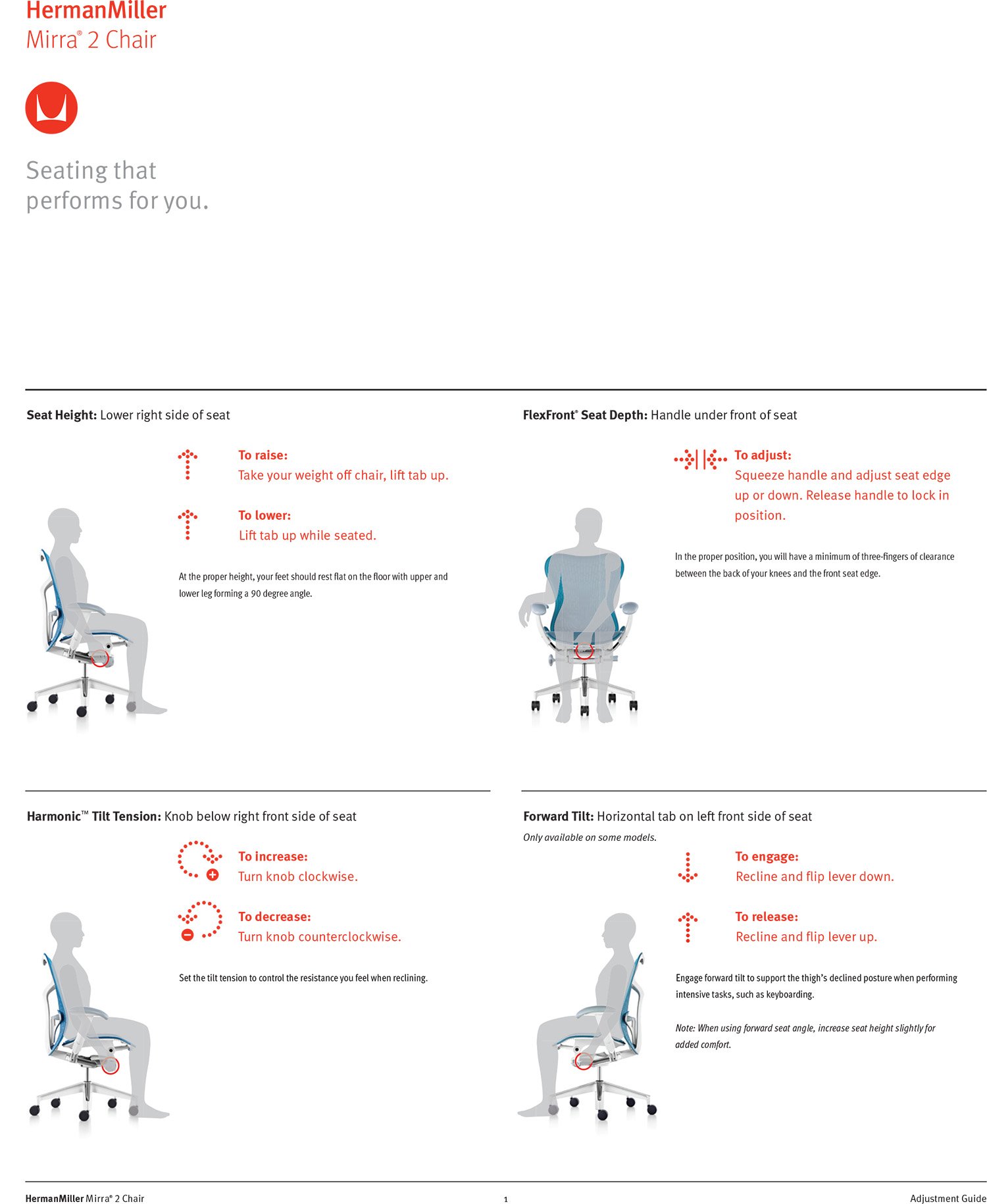 Herman Miller Mirra 2 Office Chair Tilt Limiter And Forward Seat Angle