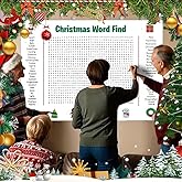 Akeuihat Christmas Word Search Poster, Giant Christmas Word Find Puzzle Poster, 36"X24" Wall Wordfind Game, 50 Words Fun Interactive Holiday Party Activity