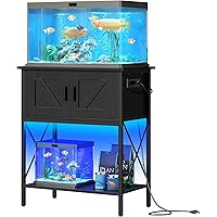 HOOBRO 20 Gallon Fish Tank Stand with Power Outlets and LED Light, Metal Frame Aquarium Stand, Reptile, Turtle Tank Stands wi