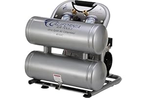 California Air Tools CAT-4610AC Ultra Quiet & Oil-Free 1.0 hp 4.6 gallon Aluminum Twin Tank Electric Portable Air Compressor, Silver
