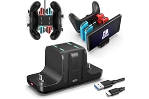Upgraded Controller Charger Dock Station for Nintendo Switch Pro Controller and Joy con, FANPL 6-in-1 Charging Stand for Switch & OLED Model & Lite with Charging Indicator and Type C Charging Cable