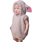 Kephay Kids Toddler Lamb Costumes Hooded Vest Cute Sheep Cosplay Christmas Outfits Sleeveless Hoodies for Boys Girls