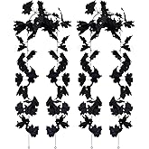 Sucrain Black Maple Leaf Garland,2PCS Halloween Fall Leave Vines Artificial Hanging Maple Leaf Garland for Halloween Thanksgiving Wedding Decor(6.56FT)