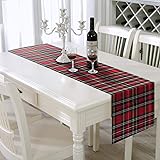 AAYU Red Plaid Table Runner 108 inches, Table