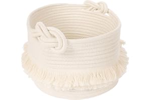 TIMEYARD Small Woven Storage Baskets Cotton Rope Decorative Hamper for Diaper, Blankets, Magazine and Keys, Cute Tassel Nurse