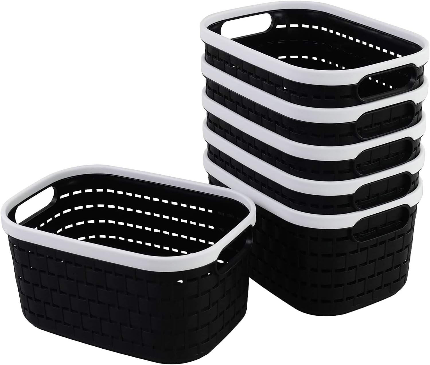 Rinboat Small Plastic Storage Baskets with Handles, 6 Packs