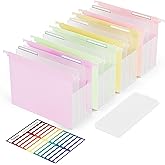 ThinkTex Extra Capacity Plastic Hanging File Folders, 4.72 Inch 4 Pack Reinforced Expanding Hang Folders Letter Size，Accordion Pocket with Movable Dividers,Heavy Duty for Filing Cabinet, Home Office