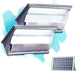 Solar LED Flood Lights Outdoor Dusk to Dawn Lighting with Motion Sensor for Backyard Garden 1200LM JSIEEM 2Pack Grey