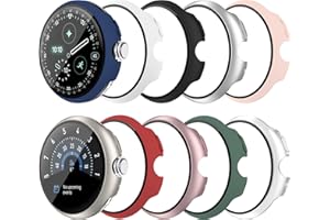 Tiorecime 10 Pack Case for Google Pixel Watch 4 41mm 2025 with Tempered Glass Screen Protector, Shockproof Hard PC Bumper, Al