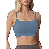 AugIris Sports Bras for Women Spaghetti Strap Padded for Yoga Running Gym Workout, Wireless Scoop Neck Bras Crop Tank Top