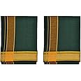 Stylesindia Color Cotton Dhotis Lungi Sarong 2.0 Meters Single Layer Dhoti Pack of 2 (Green)