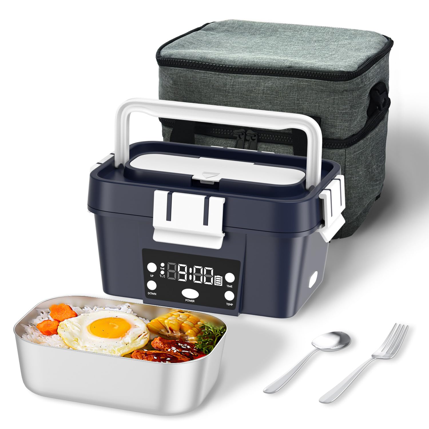 Photo 1 of VISOM Electric Lunch Box, 6.75 Cup Automatic Food Warmer (212°F), Rechargeable Portable Heated Meal Container for Office, Travel, Outdoor