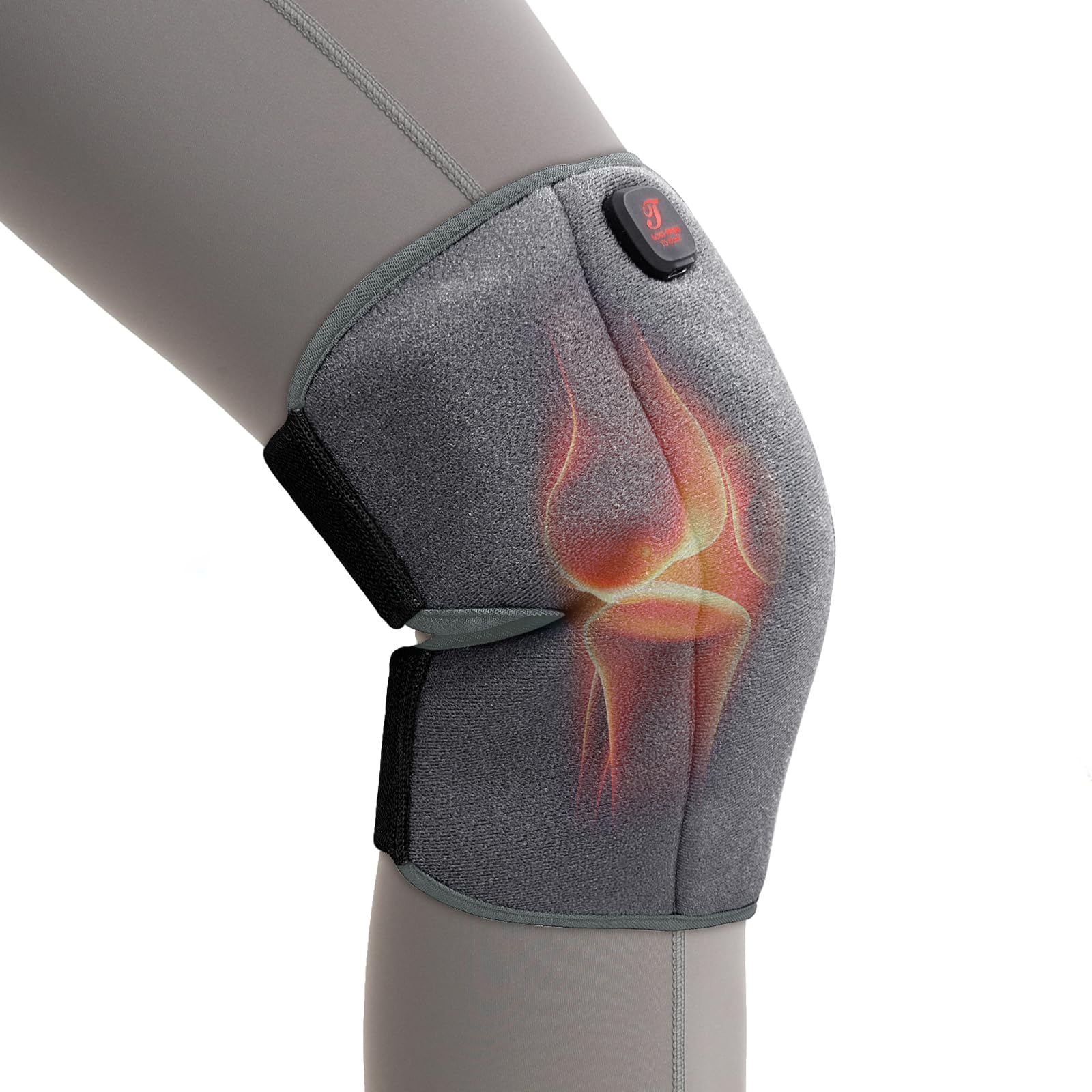 Photo 1 of Telepepe Heated Knee Brace, Cordless Knee Heating Pad for Arthritis, 3 Temperature Modes Knee Warmer, 3000mAh Battery Operated Knee Wrap for Men Women Seniors, Grey(Single)