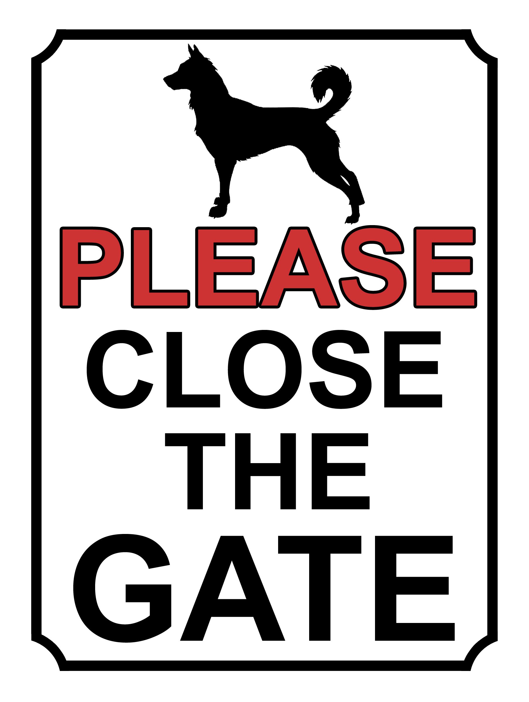 SHAWPRINT PLEASE CLOSE THE GATE DOG THEME METAL SIGN 267MM X 200MM (411H1L) LARGE 10" X 8"