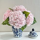 ZYTUYO Pink Hydrangea Artificial Flower 3 PCS 21in Real Touch Large Hand Feel Moisturizing Latex Flower Head with Long Stem for Wedding Decor Home Floral Arrangement Table Centerpieces