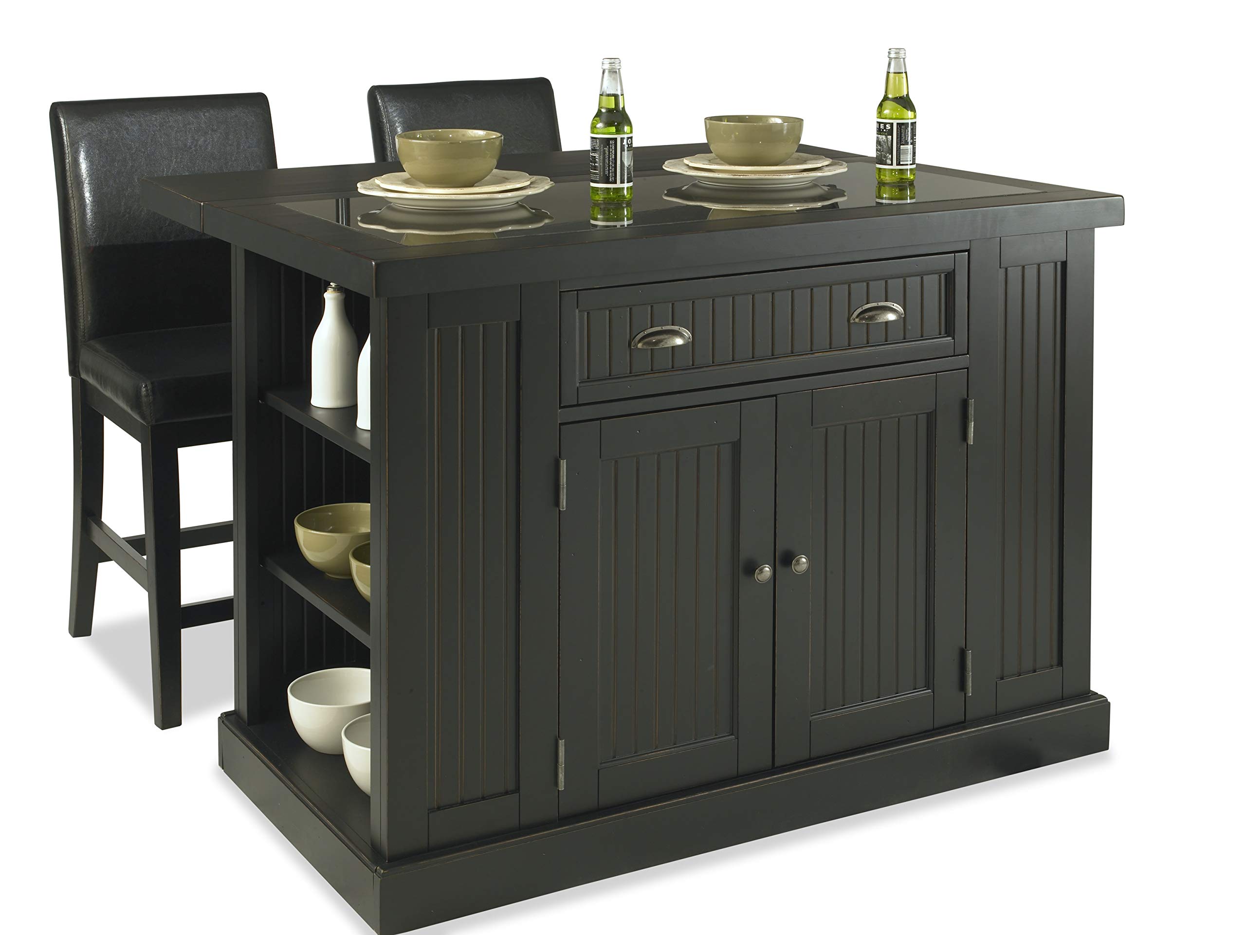 Buy Home Styles Nantucket Black Kitchen Island with Stools, Black