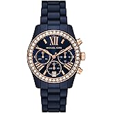Michael Kors Women's Watch, Lexington Chronograph Blue Ceramic Watch for Women