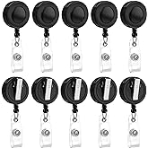 50 Pack Badge Reels Retractable with Swivel Alligator Clip Retractable Badge Holder Reels for Students, Teachers, Office Workers (Black)