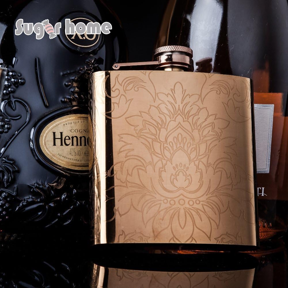 Sugar home fashion 6 oz Rose gold Flask