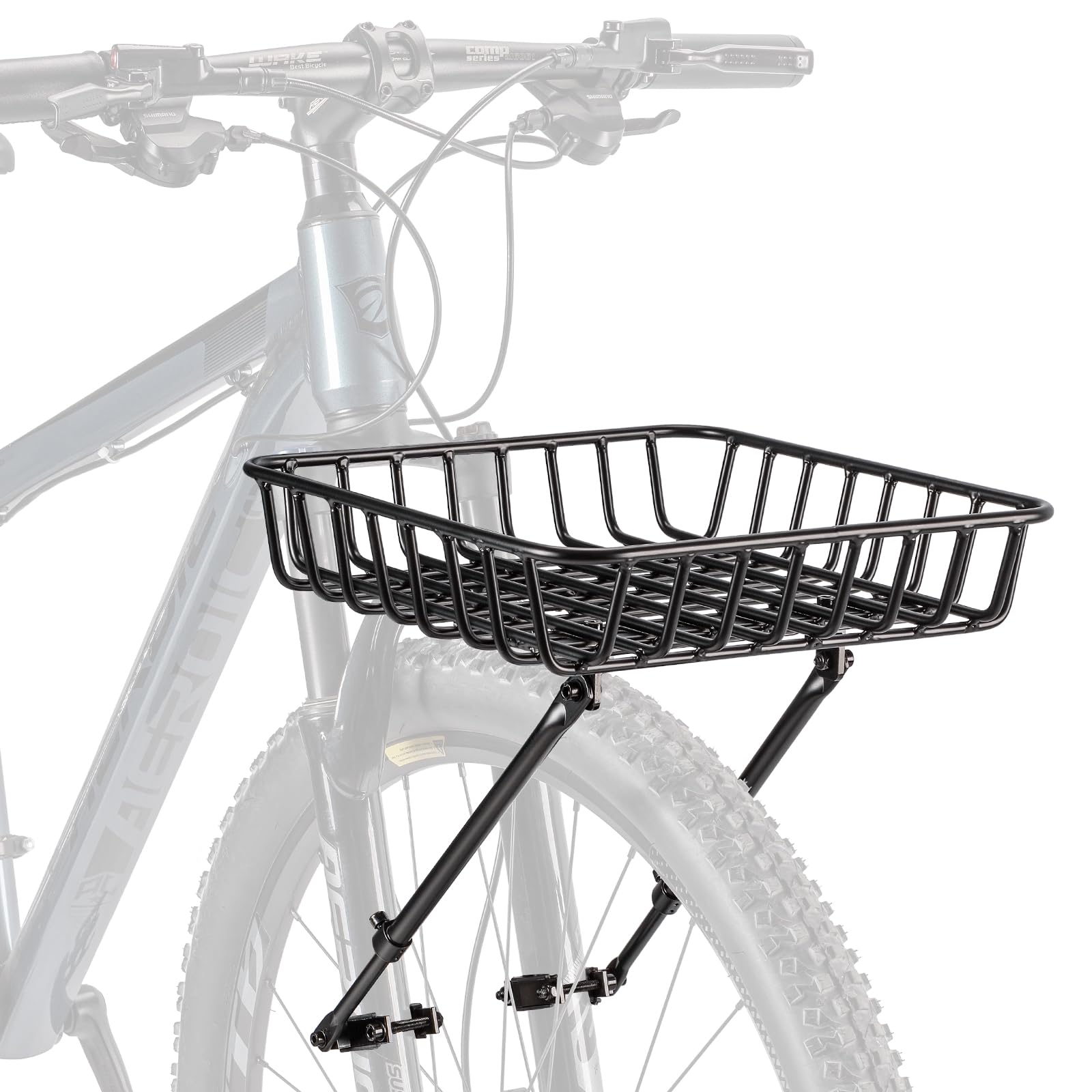 Photo 1 of CXWXC Bike Basket Rack - Large Front Bicycle Basket with Struts - Front Mount Aluminium Bike Basket Large Capacity