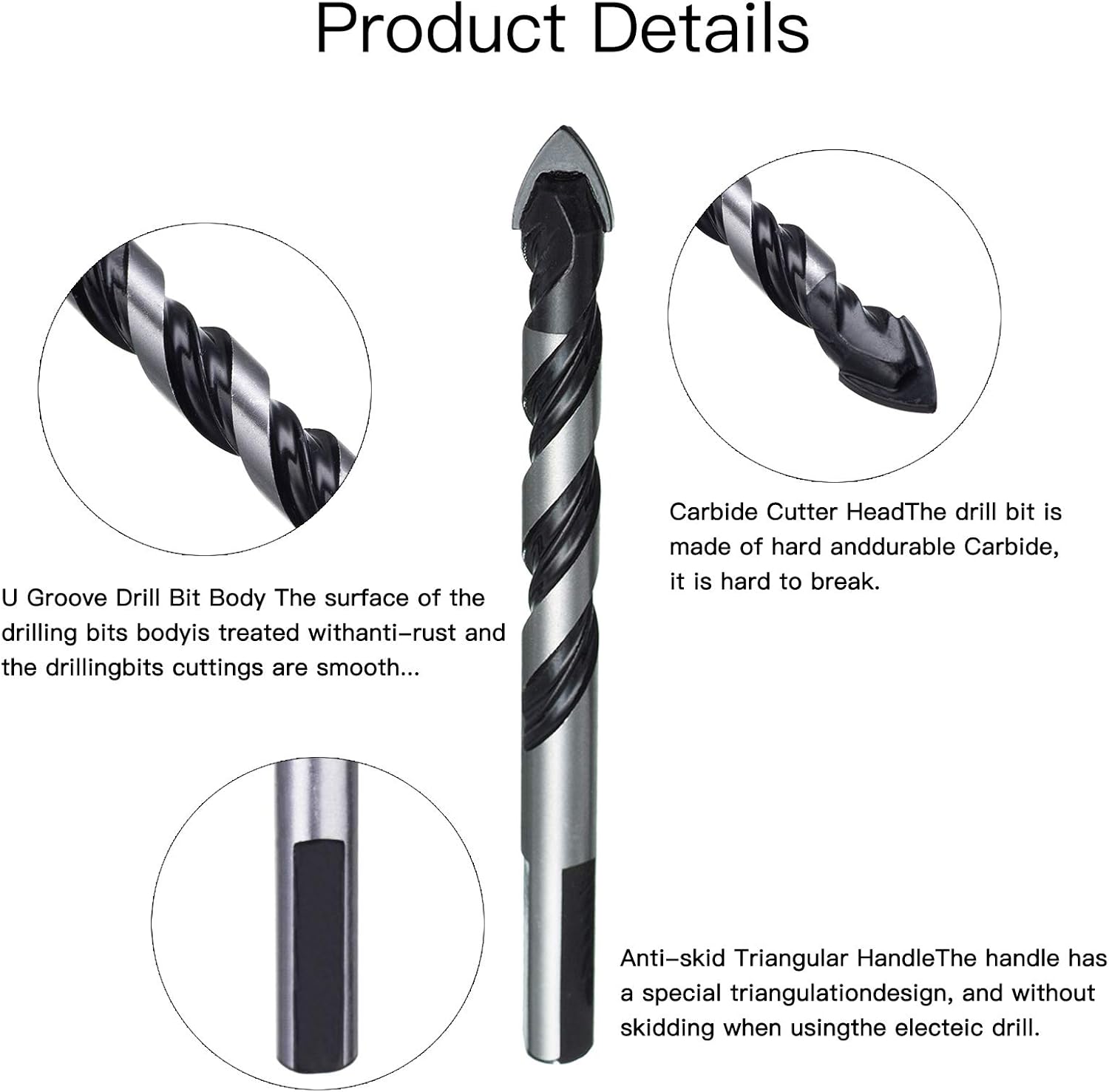 HPMAISON Tile Drill Bit, 10PCS Professional Tungsten Carbide Drill Bit for Ceramic Tile Porcelain, Brick, Granite Marble - Image 4