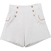 Allegra K Women's Tweed High Waisted Short Button Decor Elegant Dressy Casual Shorts