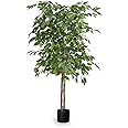 Maia Shop 5ft Artificial Ficus Tree, Fake Plants for Home Decor, Natural Wood Trunk