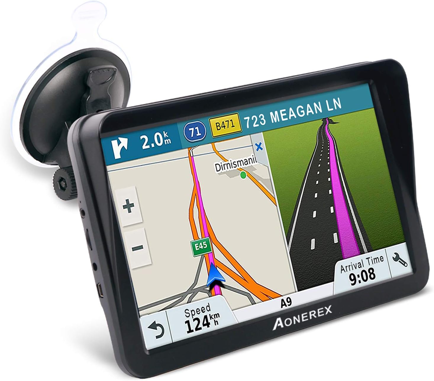 Truck Sat Nav 9 inch GPS Navigation for Car Trucks Lorry Speeding Camera Warning Voice Guidance, Free Lifetime Map Updates