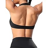 OMKAGI Halter Sports Bras for Women Open Back Workout Bras Padded Yoga Bra Gym Tops