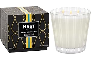 NEST New York Scented 3-Wick Candle, Amalfi Lemon & Mint - 21.2 oz - Up to 100-Hour Burn Time - Reusable Glass Vessel