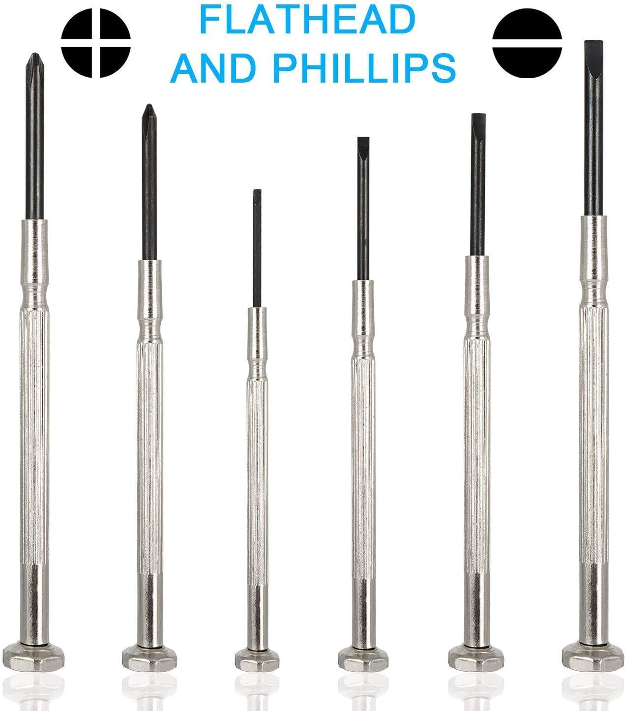 6Pcs Mini Screwdriver Set, Eyeglass Repair Screwdriver, Precision Repair Tool Kit with 6 Different Size Flathead and Philips Screwdrivers, Ideal for Watch, Jewelers: Home Improvement