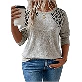 SOLY HUX Women's Plus Size T Shirts Leopard Tops Long Sleeve Crew Neck Tees Fall Clothes