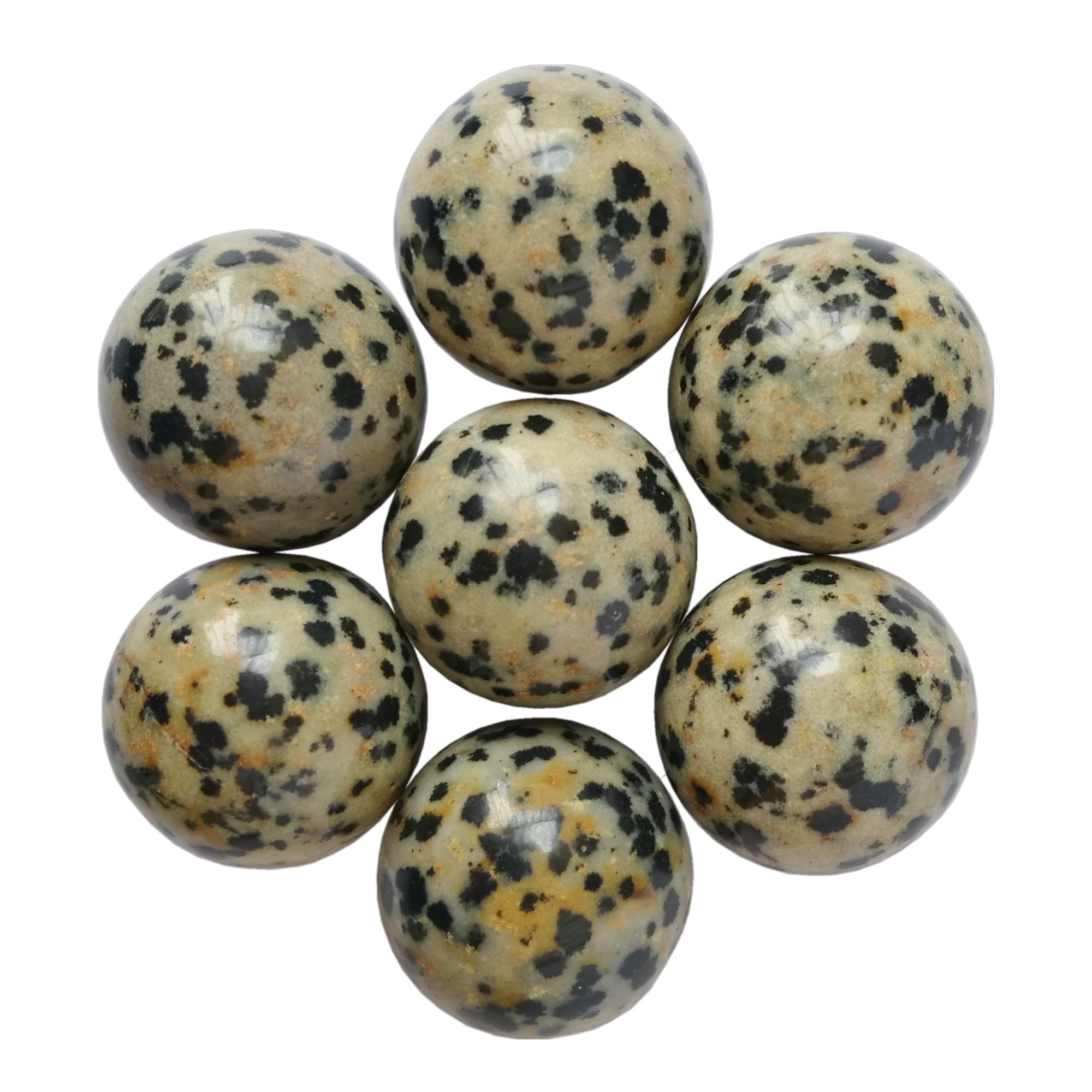 Manekieko 7 Pcs Natural Speckle 2cm Crystal Sphere Ball Set,Feng Shui Chakra Aura Home Desk Decor Decorative Collection