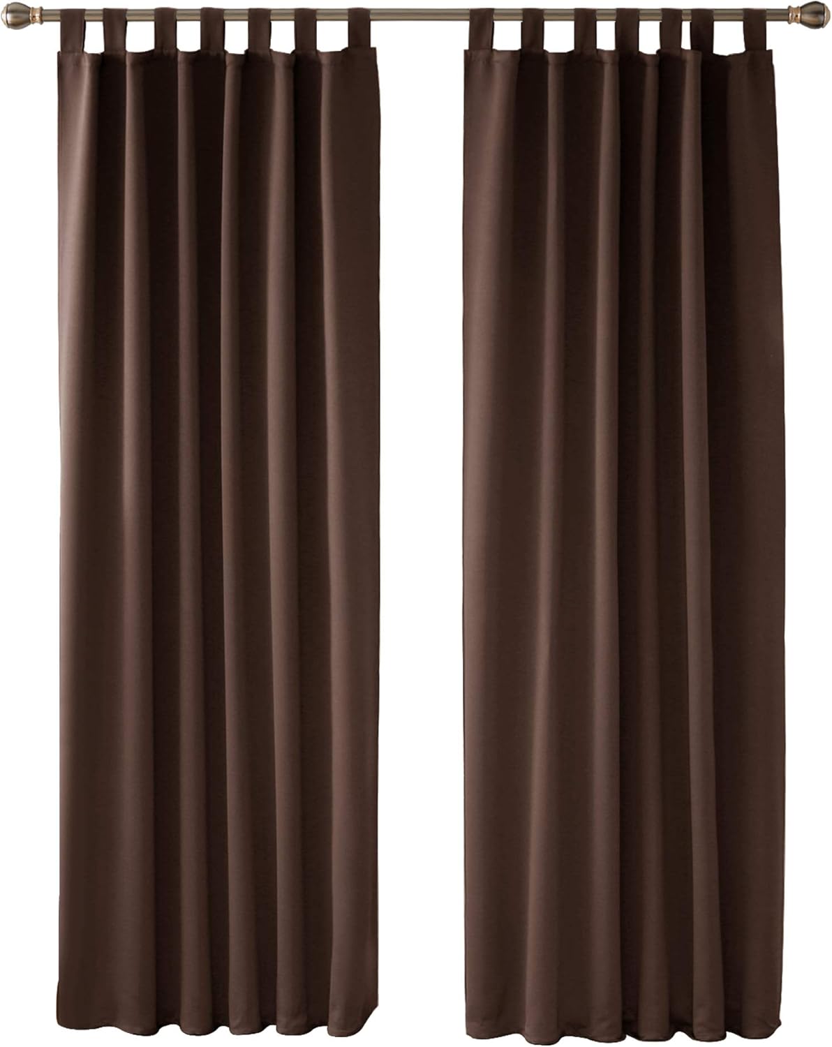Deconovo Blackout Curtains, Thermal Tab Top Curtains, Ready for Living Room Bedroom, 140 x 200 cm (W x H), Chocolate, 2 Pieces