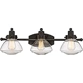 Quoizel SCH8603PN Scholar Glass Schoolhouse Vanity Wall Lighting, 3-Light, 300 Watts, Palladian Bronze (8"H x 25"W)