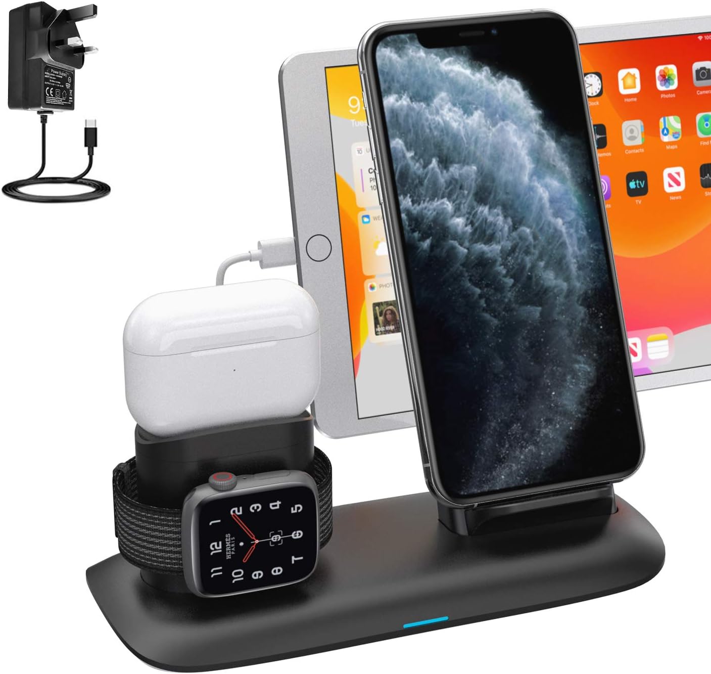Wireless Charger, 4 in 1 Wireless Charging Station for ipad Apple Watch and iPhone Airpods Pro