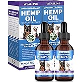 WEALLIN Hemp Oil for Dogs and Cats - Omega-3, 6, 9 Rich Organic Extract - Eases Pet Anxiety, Pain, Skin & Coat Health - Stres