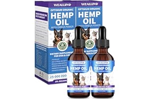 WEALLIN Hemp Oil for Dogs and Cats - Omega-3, 6, 9 Rich Organic Extract - Eases Pet Anxiety, Pain, Skin & Coat Health - Stres