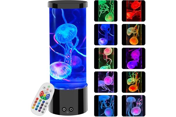 Jellyfish Lamp with Remote Control, 17 Color Changing Jellyfish Light with 2 Lifelike Jellyfish, Home Decor Creative Jelly Fi