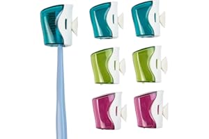 Framendino, 6 Pack Toothbrush Head Covers with Suction Cup Toothbrush Protective Case Great Toothbrush Cover Holder for Home Travel Outdoor Camping